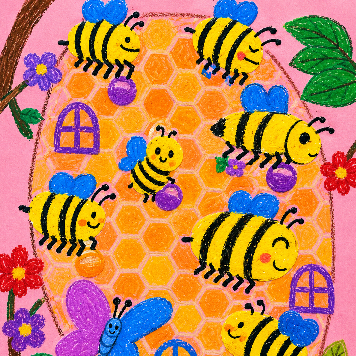 蜂蜜小鎮,兒童畫,孩童創作,兒童作品,孩子作品,兒童插畫,兒童藝術,原創插畫,插畫授權,文創商品,企業禮贈,ESG禮贈,客製化禮品,童心創作,童心回饋計畫,薪傳創藝坊