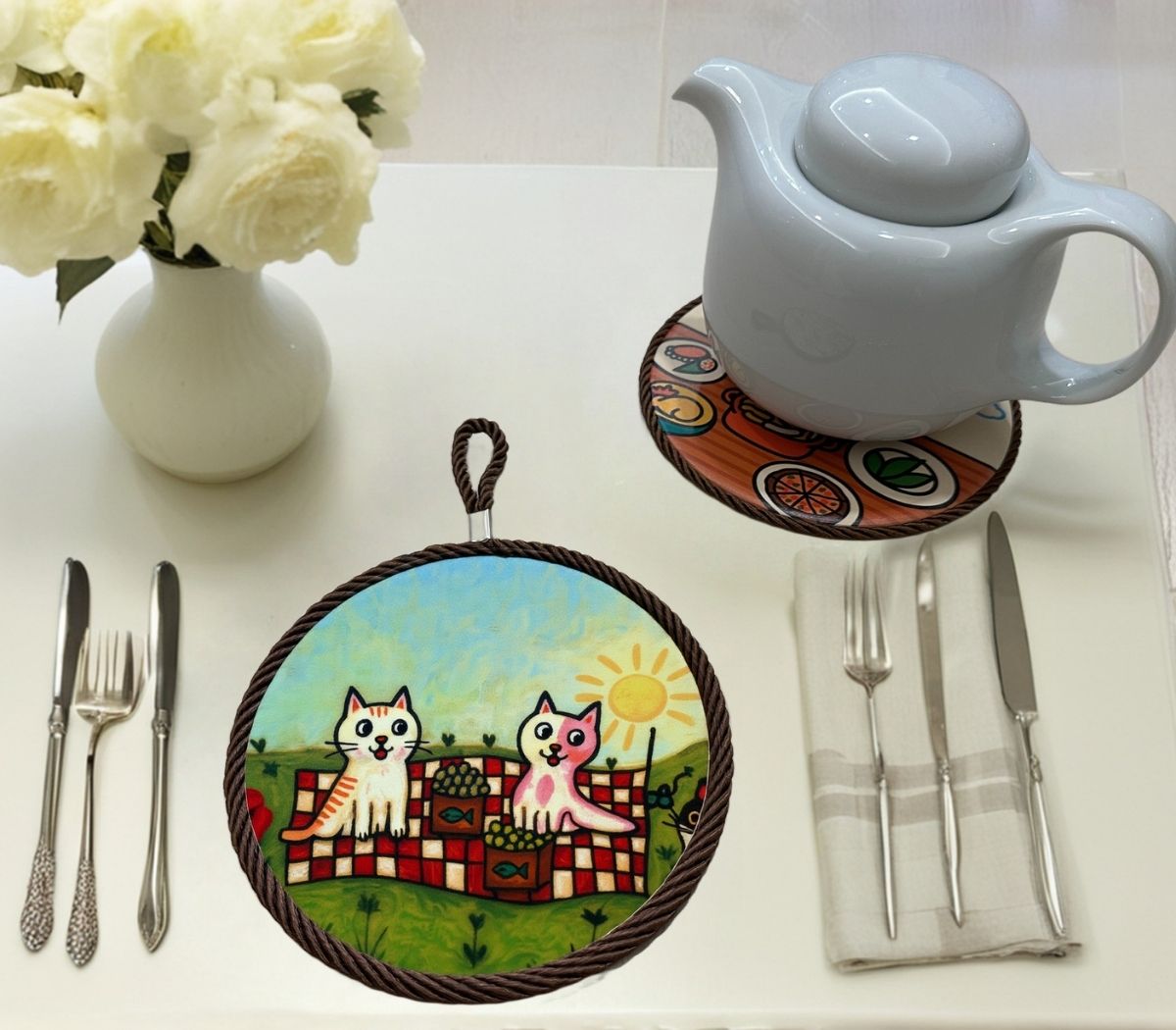 午後野餐趣陶瓷隔熱墊｜細緻陶瓷質感與軟木背墊