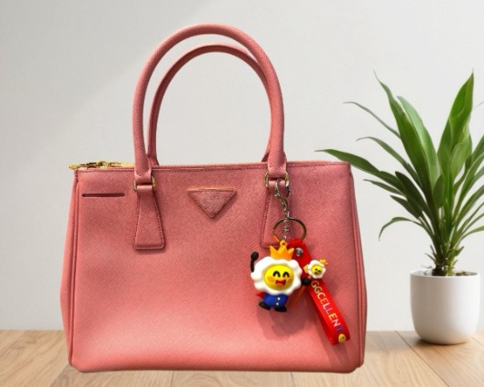 童趣藝術小物｜雞蛋國王鑰匙圈掛於包袋展示效果