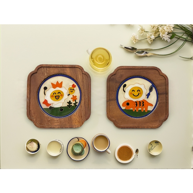 掐絲琺瑯,童趣,托盤,壺托,禮品,茶具,泡茶,擺件