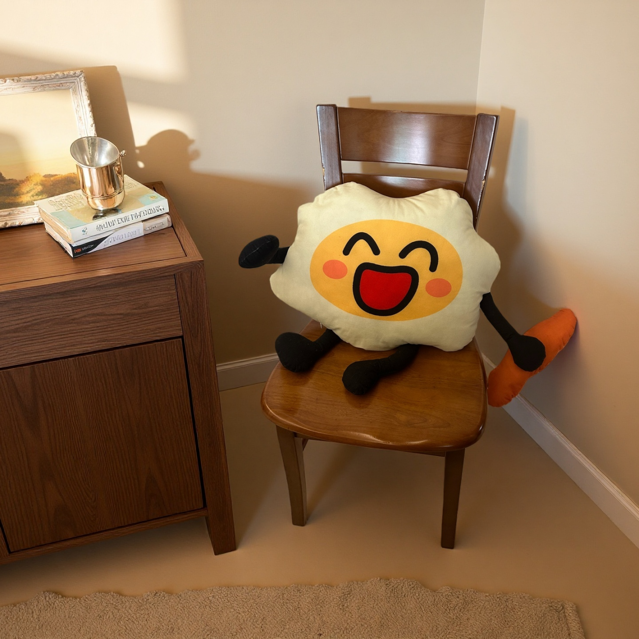 童趣抱枕, 絨布, 午睡枕, 靠枕, 雞蛋小人