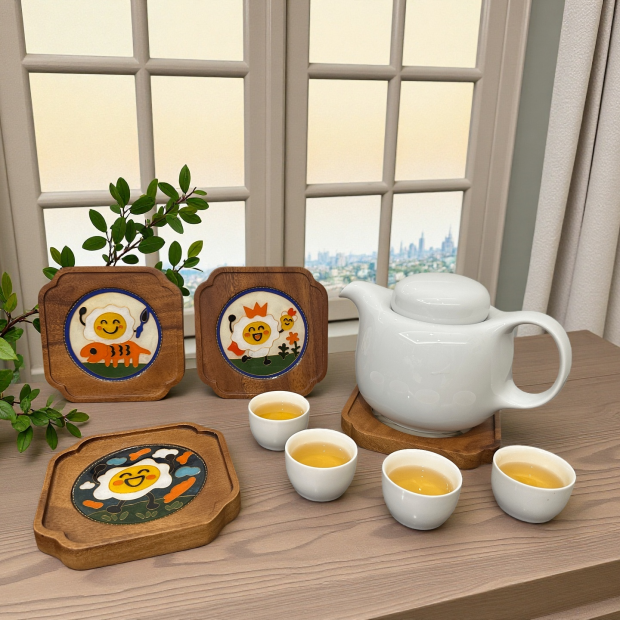 掐絲琺瑯,童趣,托盤,壺托,禮品,茶具,泡茶,擺件