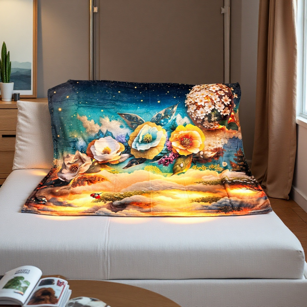 法蘭絨毛毯,花卉,典雅,療癒,保暖,萬用毯,薄毯,午睡毯,披肩,聖誕禮物,交換禮物,旅行