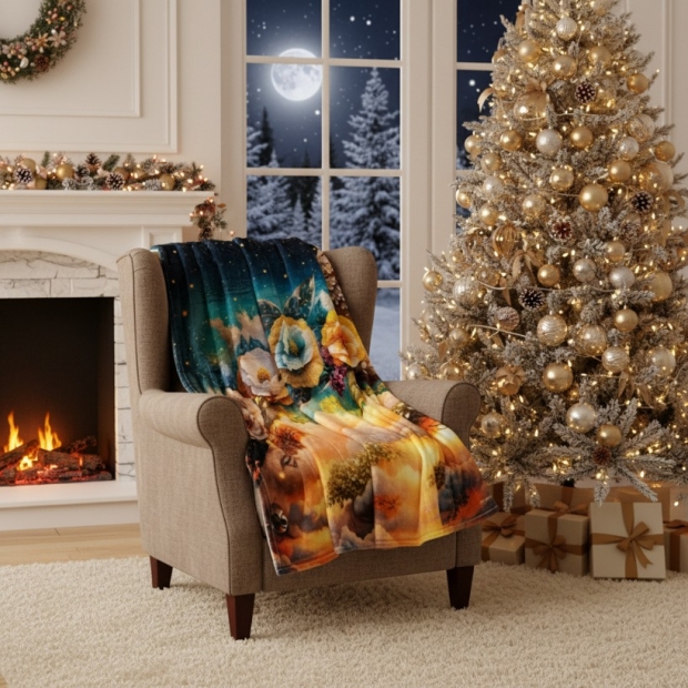 法蘭絨毛毯,花卉,典雅,療癒,保暖,萬用毯,薄毯,午睡毯,披肩,聖誕禮物,交換禮物,旅行