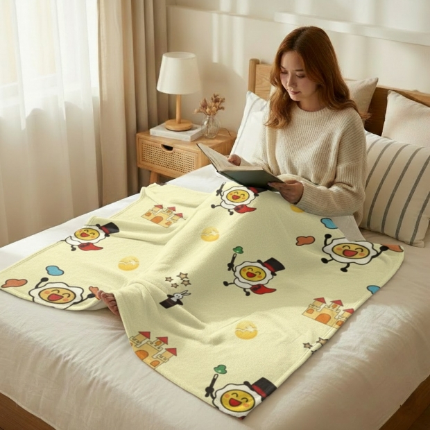 法蘭絨毛毯,雞蛋小人,Egg Friends,可愛,療癒,保暖,萬用毯,薄毯,午睡毯,披肩,聖誕禮物,交換禮物,旅行