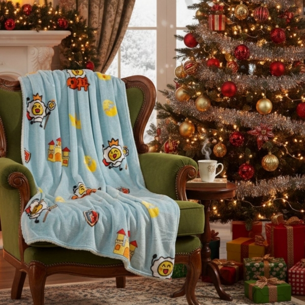 法蘭絨毛毯,雞蛋小人,Egg Friends,可愛,療癒,保暖,萬用毯,薄毯,午睡毯,披肩,聖誕禮物,交換禮物,旅行