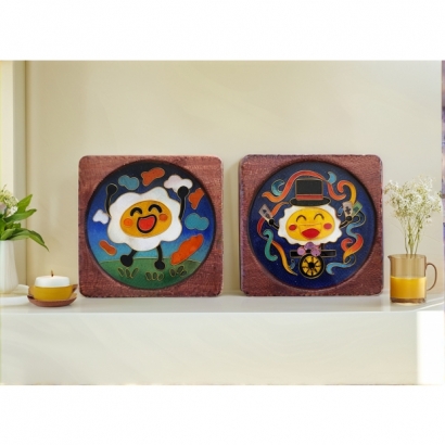 掐絲琺瑯,童趣,藝術杯墊,特別禮物 掐絲琺瑯,童趣,藝術杯墊,特別禮物