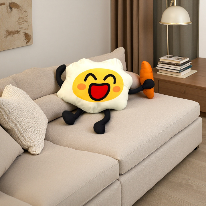 童趣抱枕, 絨布, 午睡枕, 靠枕, 雞蛋小人