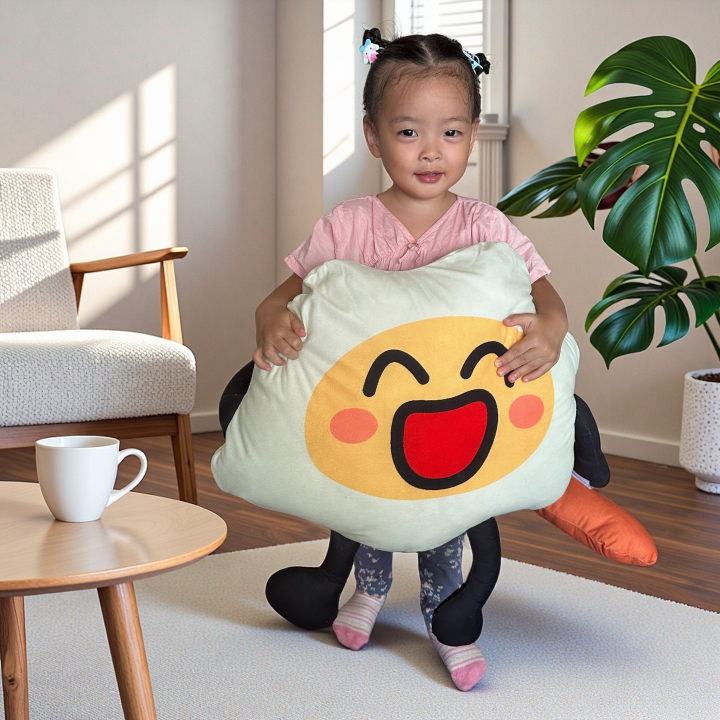 童趣抱枕, 絨布, 午睡枕, 靠枕, 雞蛋小人