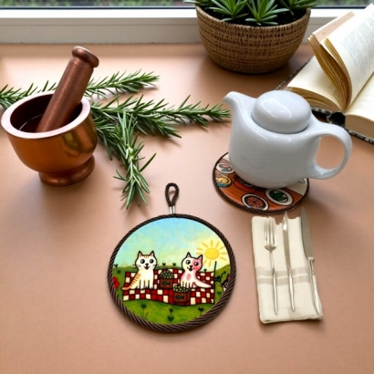 陶瓷隔熱墊,鍋墊,杯墊,耐高溫,軟木防滑,禮盒,童真原創,時尚精美可愛
