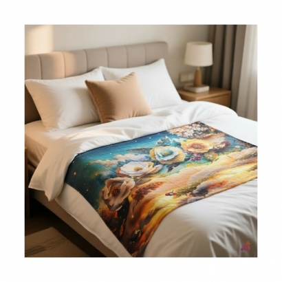 法蘭絨毛毯,花卉,典雅,療癒,保暖,萬用毯,薄毯,午睡毯,披肩,聖誕禮物,交換禮物,旅行