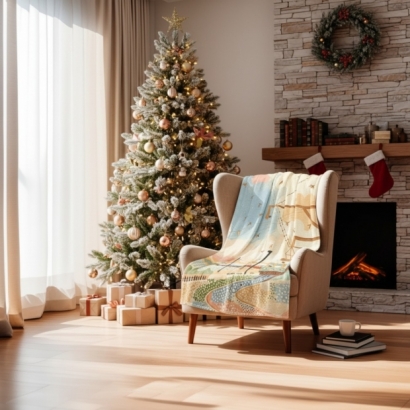 法蘭絨毛毯,火車,悠遠,療癒,保暖,萬用毯,薄毯,午睡毯,披肩,聖誕禮物,交換禮物,旅行