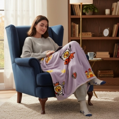 法蘭絨毛毯,雞蛋小人,Egg Friends,可愛,療癒,保暖,萬用毯,薄毯,午睡毯,披肩,聖誕禮物,交換禮物,旅行