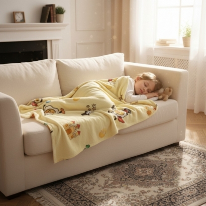 法蘭絨毛毯,雞蛋小人,Egg Friends,可愛,療癒,保暖,萬用毯,薄毯,午睡毯,披肩,聖誕禮物,交換禮物,旅行